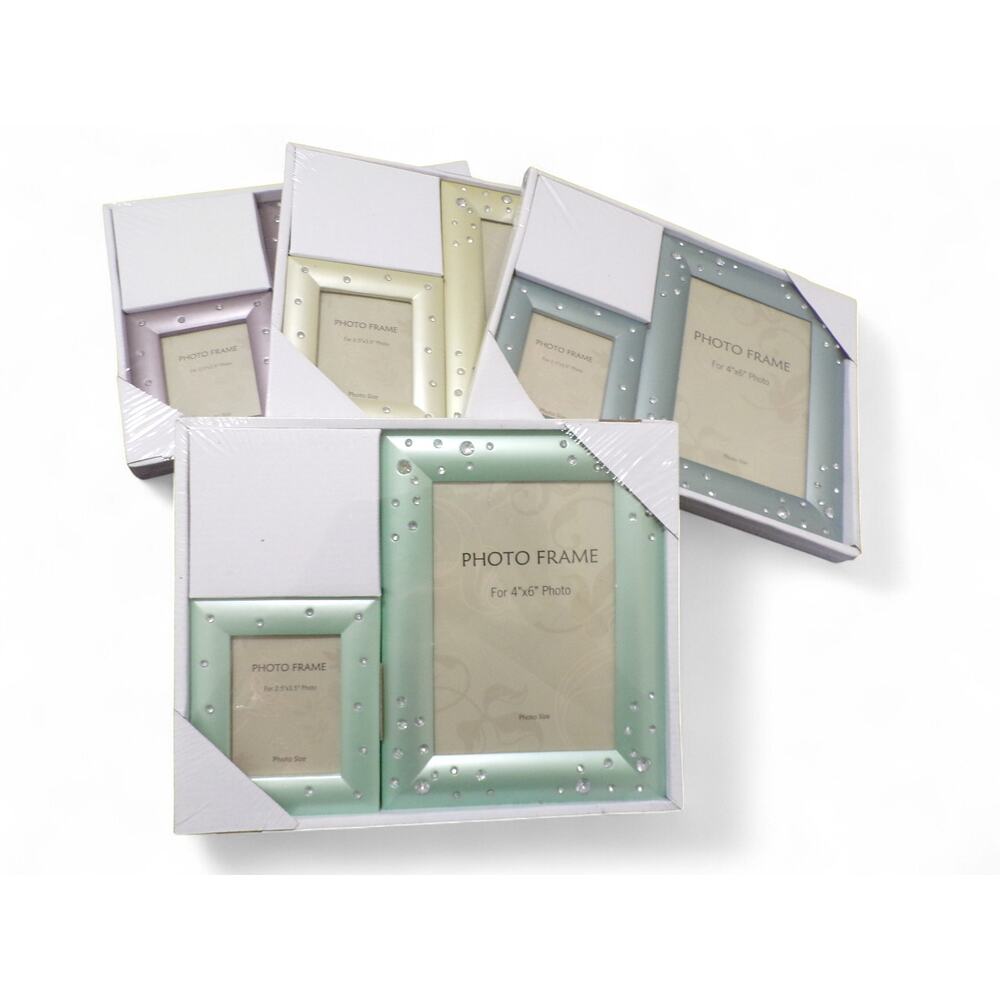 Resin Embedded Rhinestones Photo Frame Sets 4 Colors 4" x 6"- "2.5" x 3.5" Sets